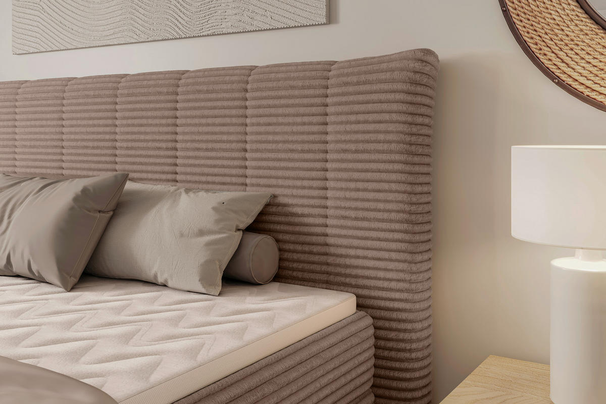 BOXSPRINGBETT 180/200 cm  in Hellbraun  - Hellbraun/Schwarz, Design, Kunststoff/Textil (180/200cm) - Chameo