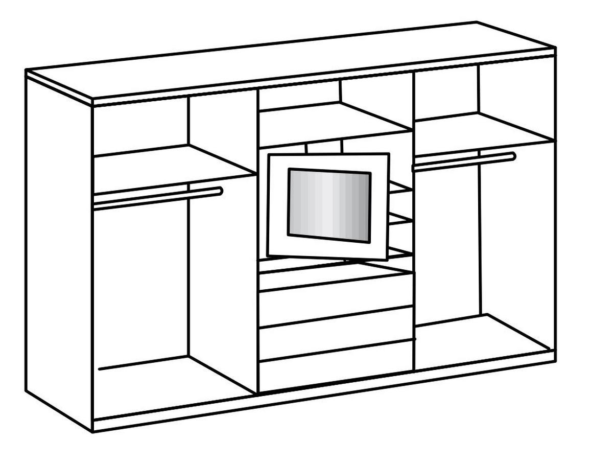 GARDEROB MED SKJUTDÖRRAR 300/216/65 cm 3-dörrar - vit/kromfärg, Modern, metall/trämaterial (300/216/65cm) - MID.YOU