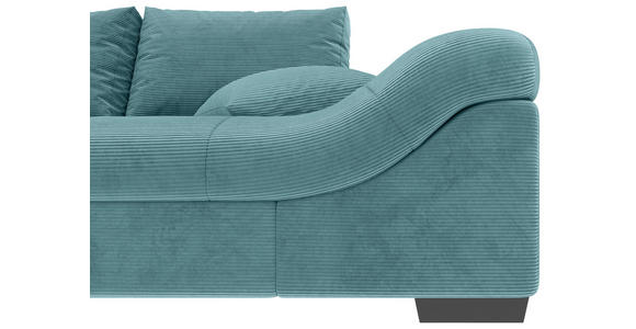 ECKSOFA Türkis Cord  inkl. Zierkissen, Rückenkissen, Rücken echt  - Türkis/Schwarz, KONVENTIONELL, Holz/Textil (202/298cm) - Carryhome