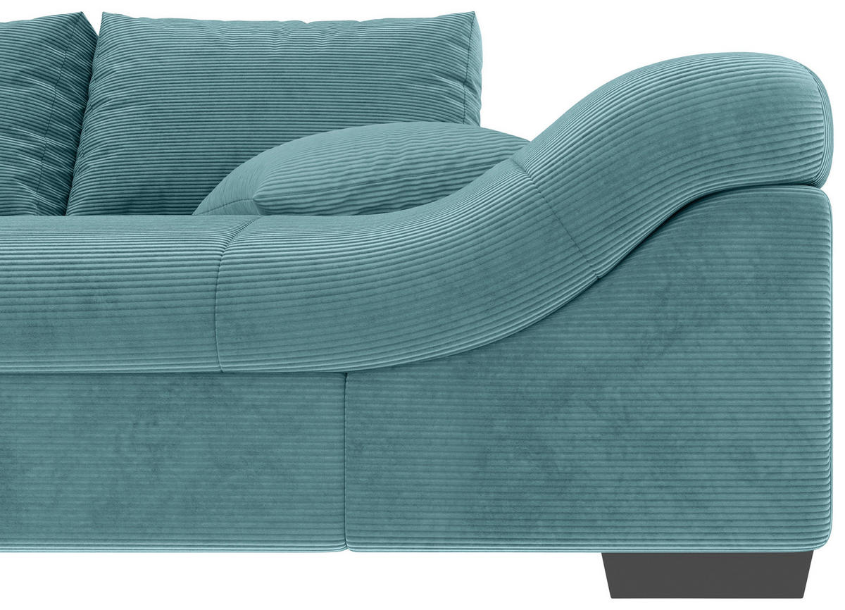ECKSOFA Türkis Cord  - Türkis/Schwarz, KONVENTIONELL, Holz/Textil (202/298cm) - Carryhome