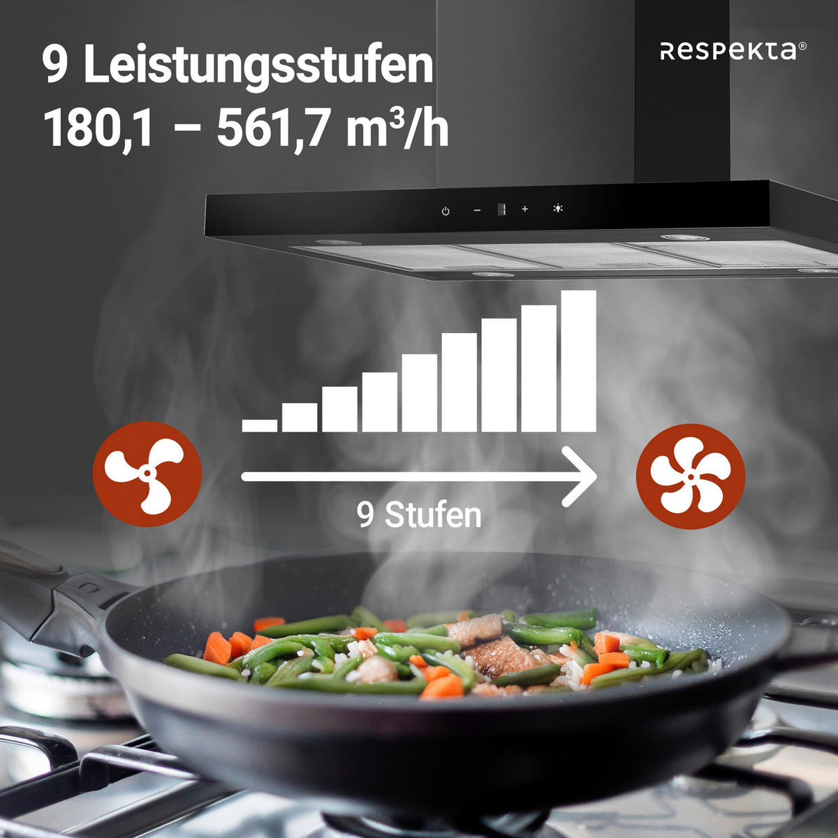 DUNSTABZUGSHAUBE CH44199GISS  - Schwarz, Trend, Glas/Metall (89,5/65/60cm) - Respekta
