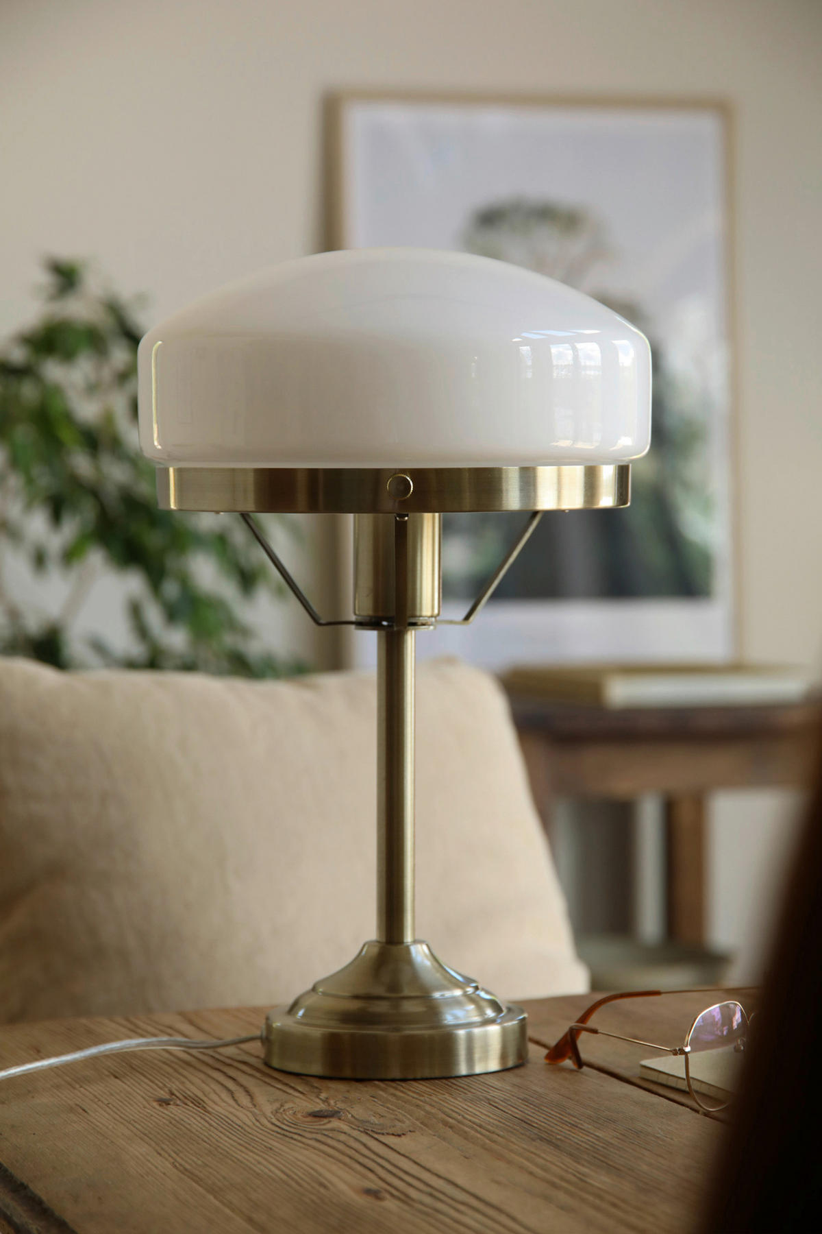 TISCHLEUCHTE AURELIA 25/39 cm  - Messingfarben/Weiß, Trend, Glas/Metall (25/39cm) - Markslöjd