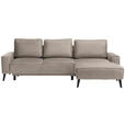 ECKSOFA  in Velours Sandfarben  - Sandfarben/Schwarz, Basics, Holz/Textil (260/161cm) - Carryhome