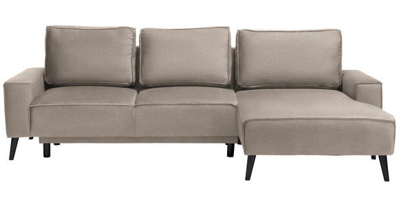 ECKSOFA  in Velours Sandfarben  - Sandfarben/Schwarz, Basics, Holz/Textil (260/161cm) - Carryhome