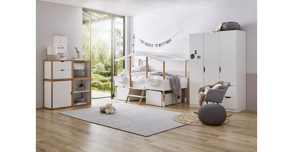 HAUSBETT 90/190/200 cm  - Naturfarben/Weiß, Design, Holz/Holzwerkstoff (90/190/200cm) - Xora