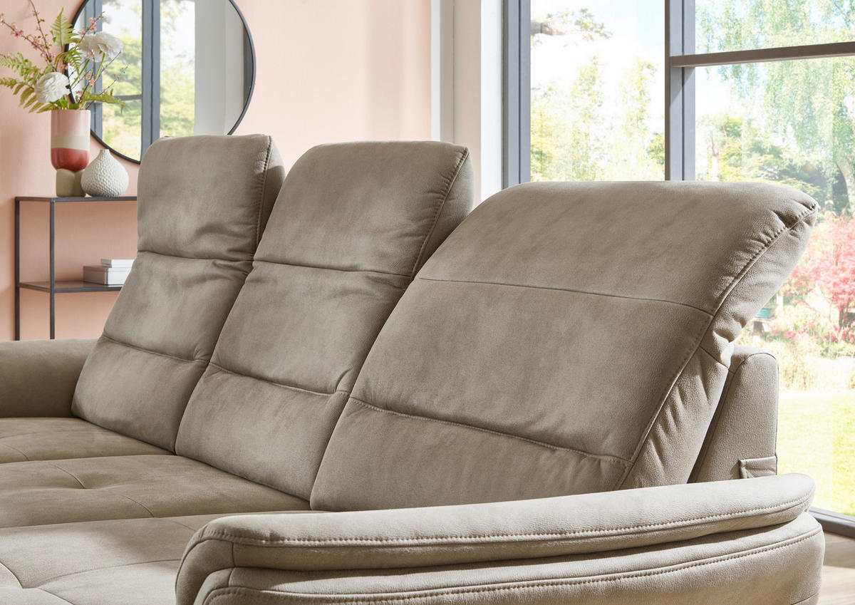 ECKSOFA in Flachgewebe Graubraun  - Graubraun/Schwarz, Konventionell, Textil/Metall (260/181cm) - Beldomo Speed