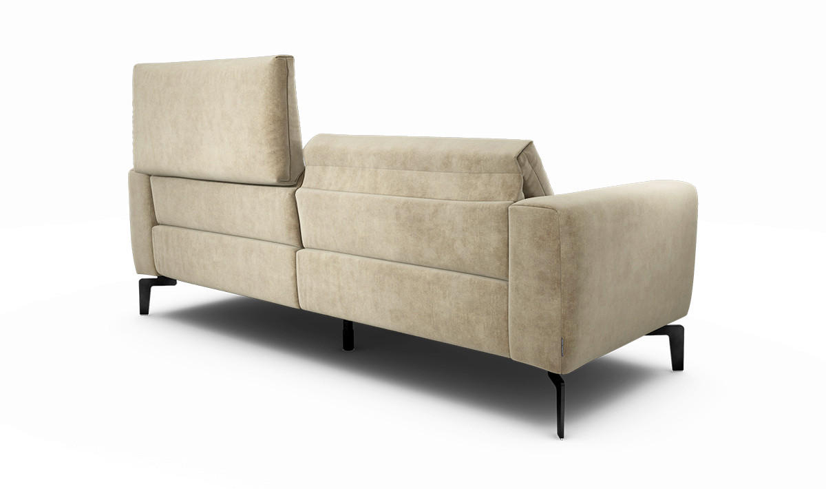 2,5-SITZER Samt Sandfarben  - Sandfarben/Schwarz, Design, Textil/Metall (220/86/86-94cm) - SENSOO