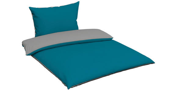 WENDEBETTWÄSCHE Uni Satin Satin 140/200 cm  - Blau/Grau, Basics, Textil (140/200cm) - Novel