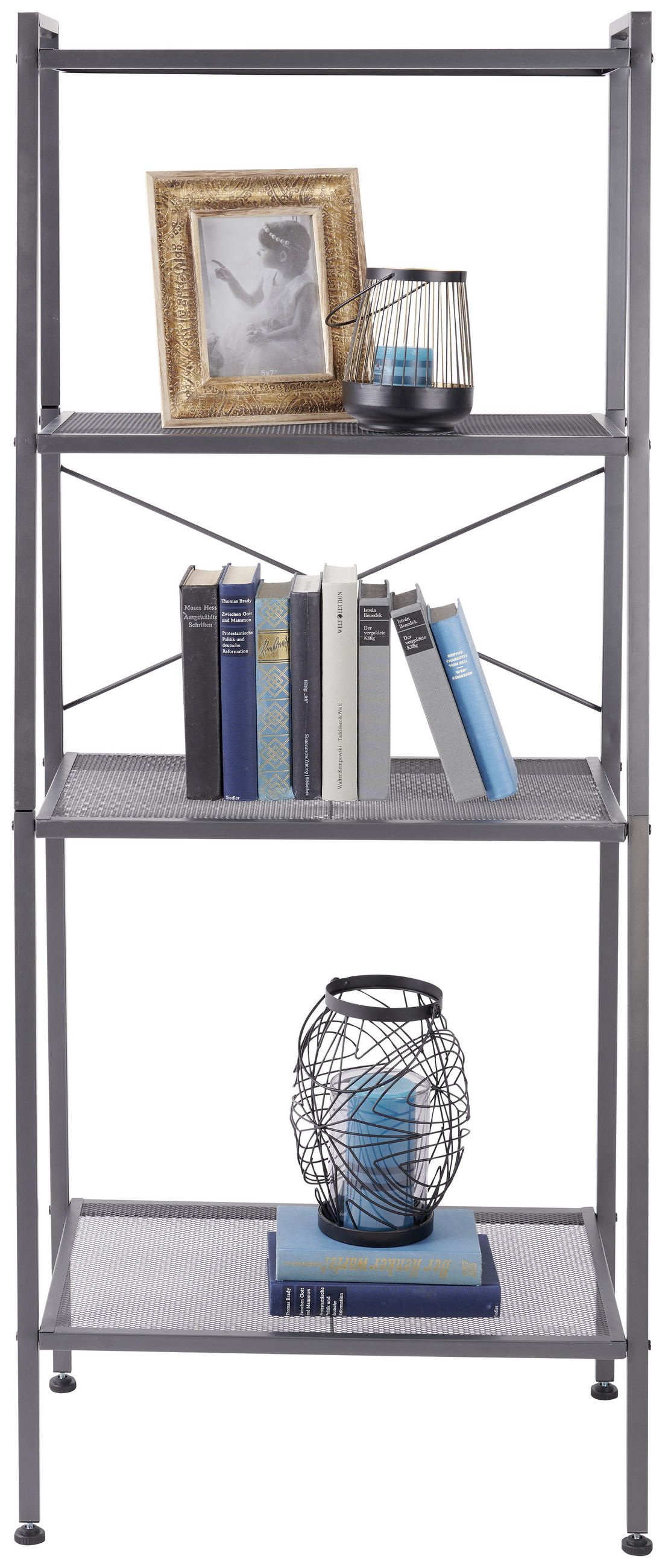 Thumbnail - Xora Regal, Dunkelgrau, Metall, 4 Fächer, 59x147x36.5 cm, Wohnzimmer, Regale, Bücherregale