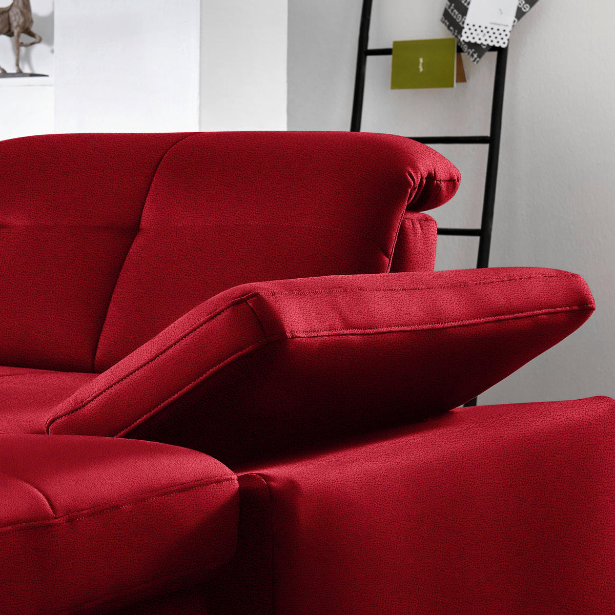 ECKSOFA  in Flachgewebe Rot  195/309 cm  - Chromfarben/Rot, Design, Textil (195/309cm) - Beldomo Style