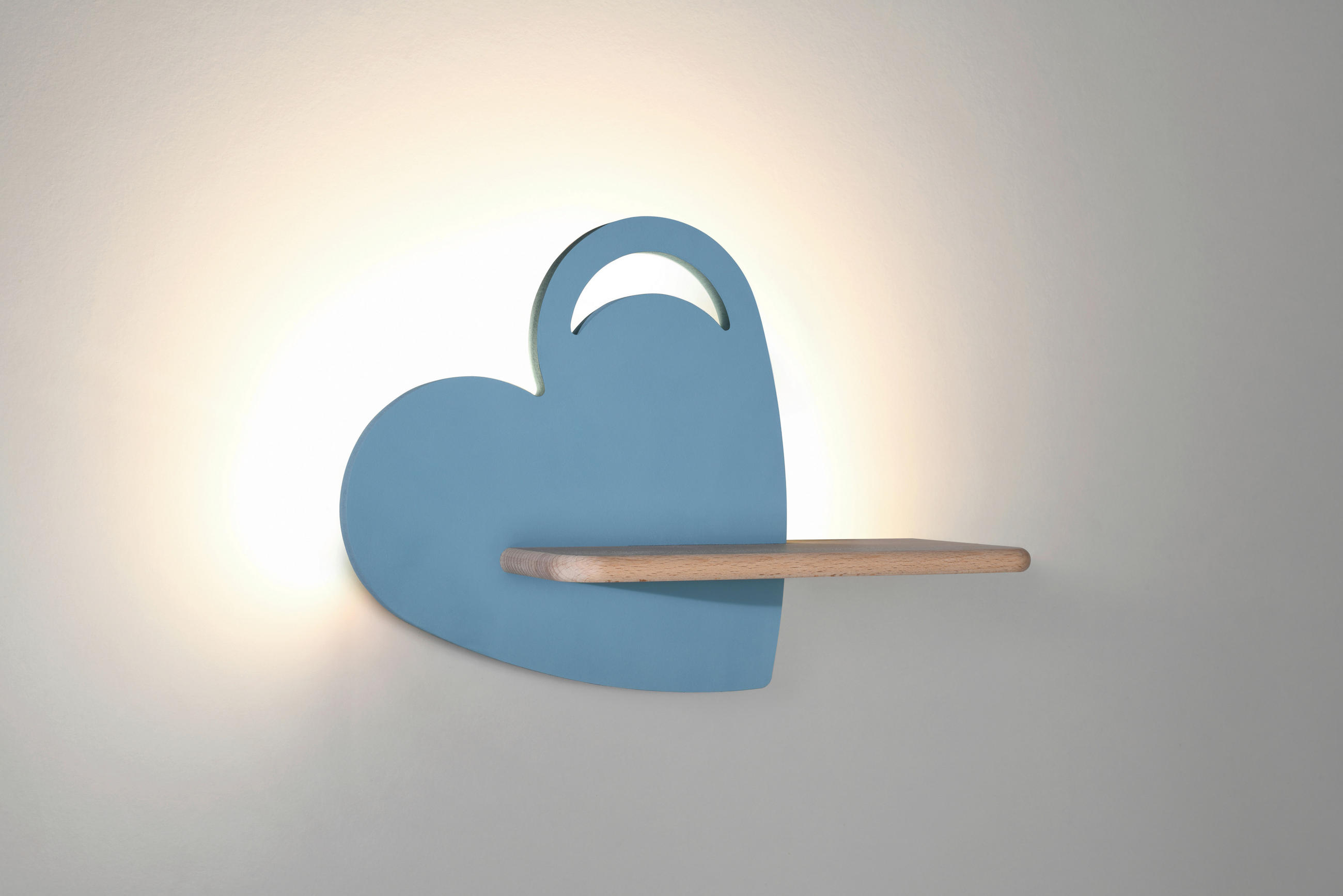 VÄGGLAMPA FÖR BARN Heart 36/12/26 cm   - ljusblå, Klassisk, metall/trämaterial (36/12/26cm)