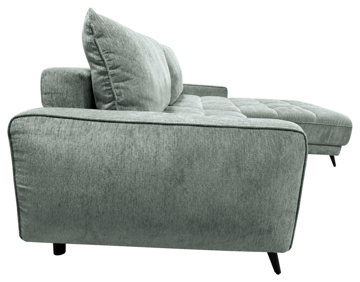 ECKSOFA Chenille Graugrün  - Schwarz/Graugrün, Design, Kunststoff/Textil (180/260cm) - Cantus