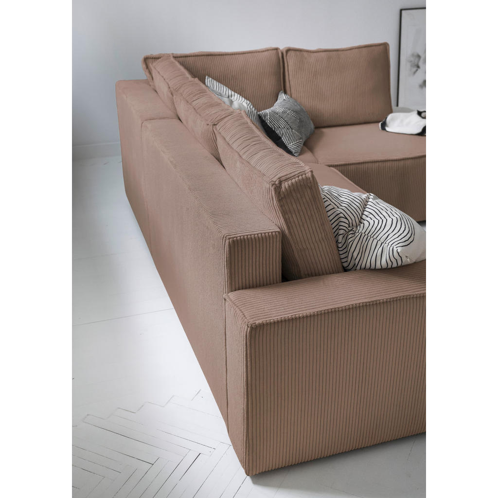 Thumbnail - Mid.you Ecksofa, Taupe, Textil, 6-Sitzer, Füllung: Schaumstoff, Ottomane rechts, L-Form, 247x194 cm, Made in EU, Liegefu...