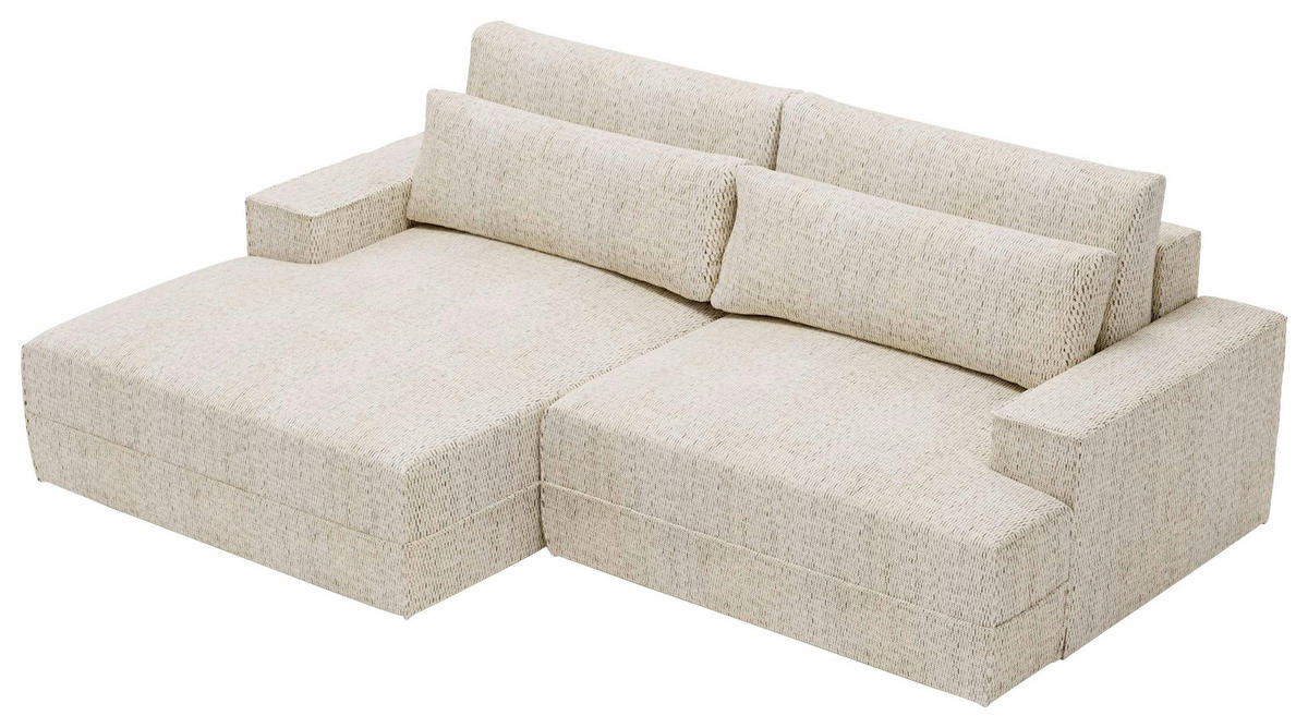 ECKSOFA in Struktur Beige  - Beige/Schwarz, Design, Kunststoff/Textil (156/272cm) - Livetastic