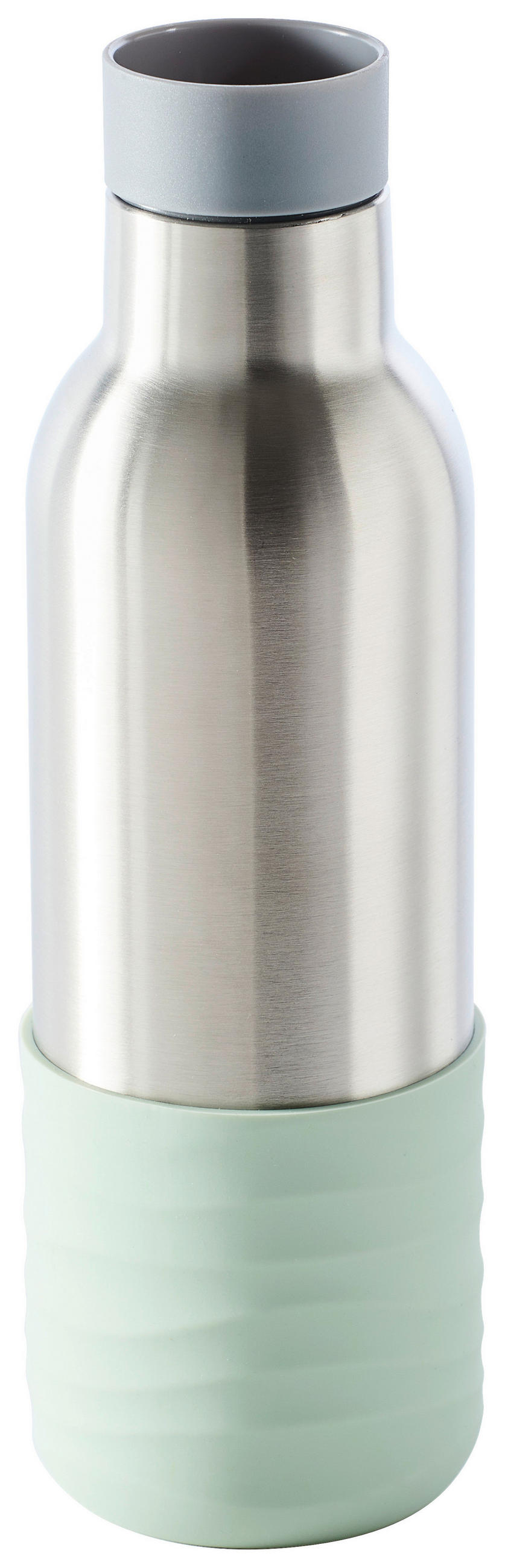 HŐSZIGETELT PALACK 0.45 l  - világosszürke/nemesacél, Trend, műanyag/fém (7/23cm) - Homeware Profession.