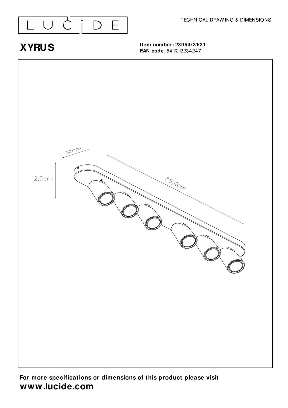 LED-STRAHLER Xyrus 85.4/14/12.5 cm   - Weiß, KONVENTIONELL (85.4/14/12.5cm) - Lucide