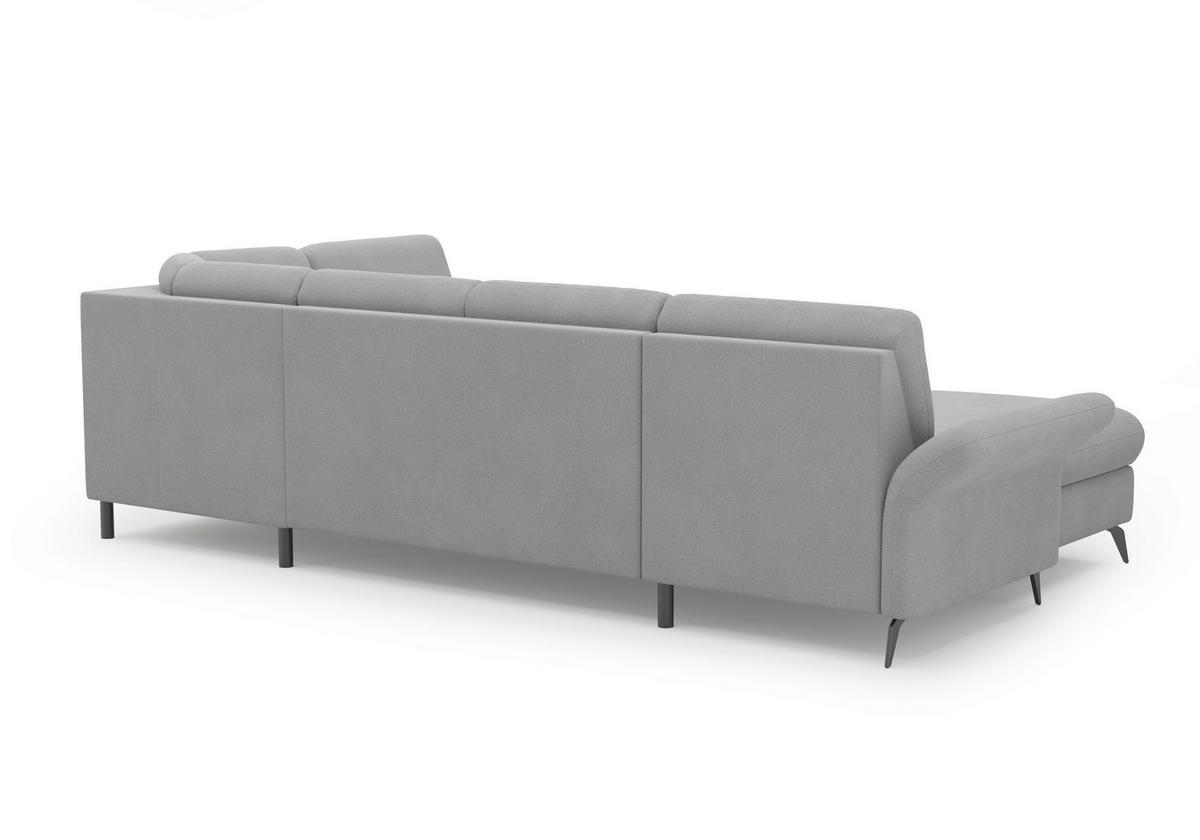 WOHNLANDSCHAFT Grau Flachgewebe  - Schwarz/Grau, KONVENTIONELL, Textil/Metall (164/314/195cm) - Sit & More