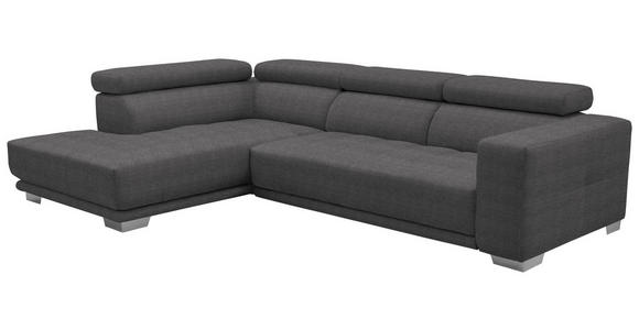 ECKSOFA in Mikrofaser Grau 207/301 cm - Chromfarben/Grau, Design, Textil/Metall (207/301cm) - Xora