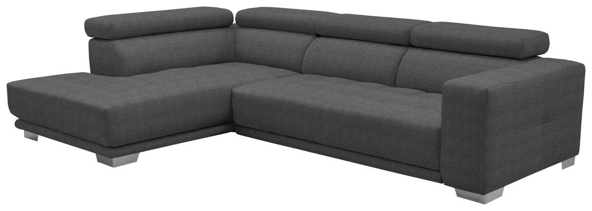 ECKSOFA in Mikrofaser Grau  - Chromfarben/Grau, Design, Textil/Metall (207/301cm) - Xora