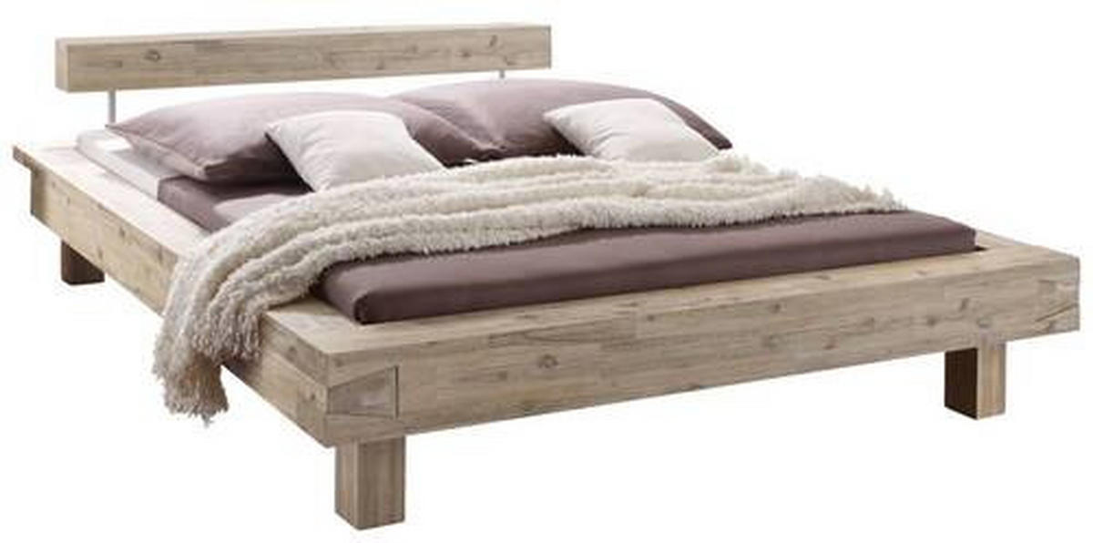 BALKENBETT 200/200 cm  in Akaziefarben   - Akaziefarben, Natur, Holz (200/200cm) - Hasena