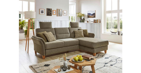 ECKSOFA Grün Flachgewebe  - Eichefarben/Grün, KONVENTIONELL, Holz/Textil (252/162cm) - Cantus