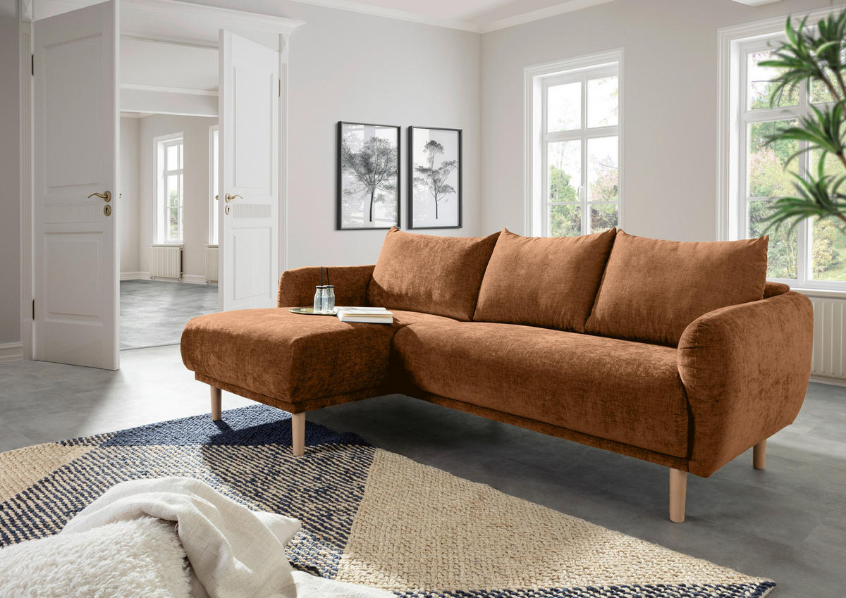 HÖRNSOFFA i flatväv rostfärgad  - bokfärgad/rostfärgad, Klassisk, trä/textil (144/230cm) - Livetastic