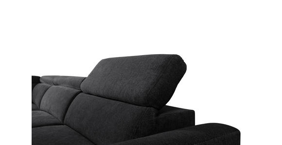 ECKSOFA Schwarz Velours  inkl. Bettkasten, Schlaffunktion, Rücken echt, Kopfteilverstellung, Liegefläche im Originalstoff  - Schwarz, KONVENTIONELL, Textil/Metall (217/255cm) - Carryhome
