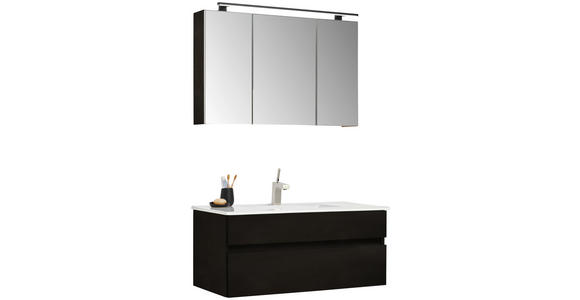 BADEZIMMER 3-teilig in 102 cm - Dunkelgrau/Weiß, Design, Glas/Keramik (102cm) - Novel