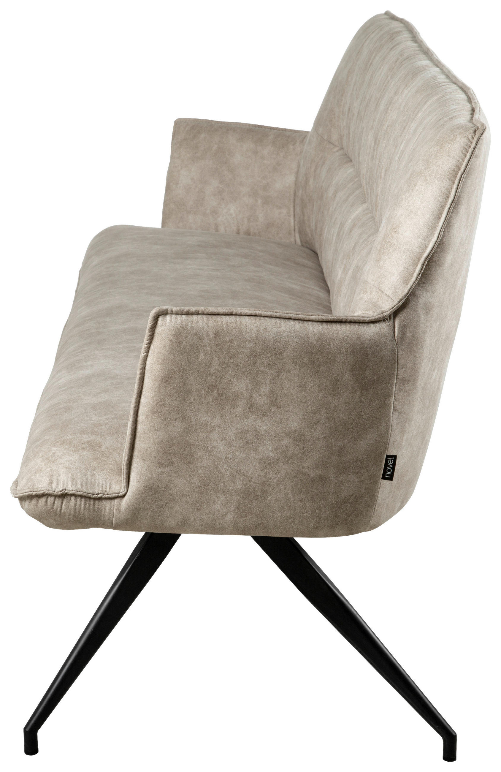 SITZBANK 203,5/87/64 cm Mikrofaser Schwarz, Taupe - Taupe/Schwarz, Design, Textil/Metall (203,5/87/64cm) - Novel