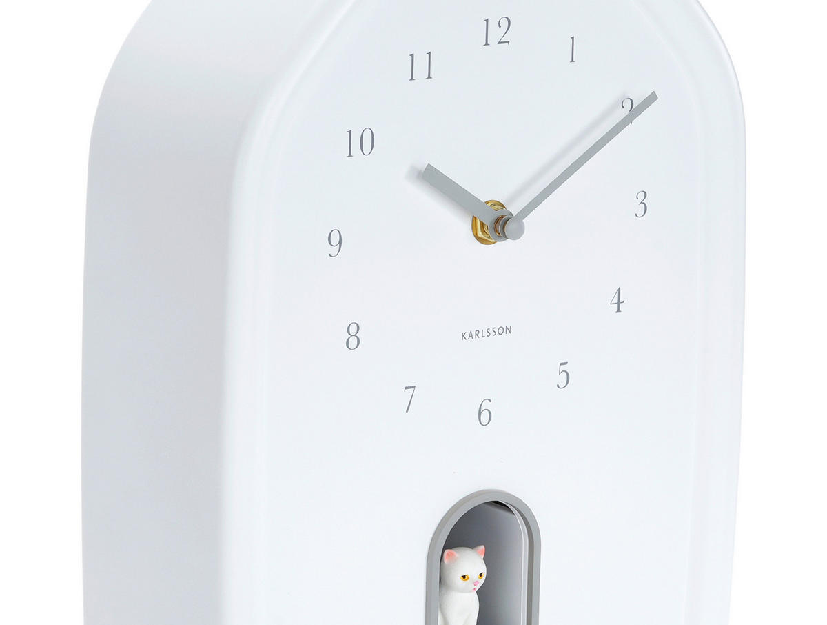 WANDUHR Modern Kitty Weiß  - Weiß, Basics, Kunststoff (20/29.1cm) - Karlsson