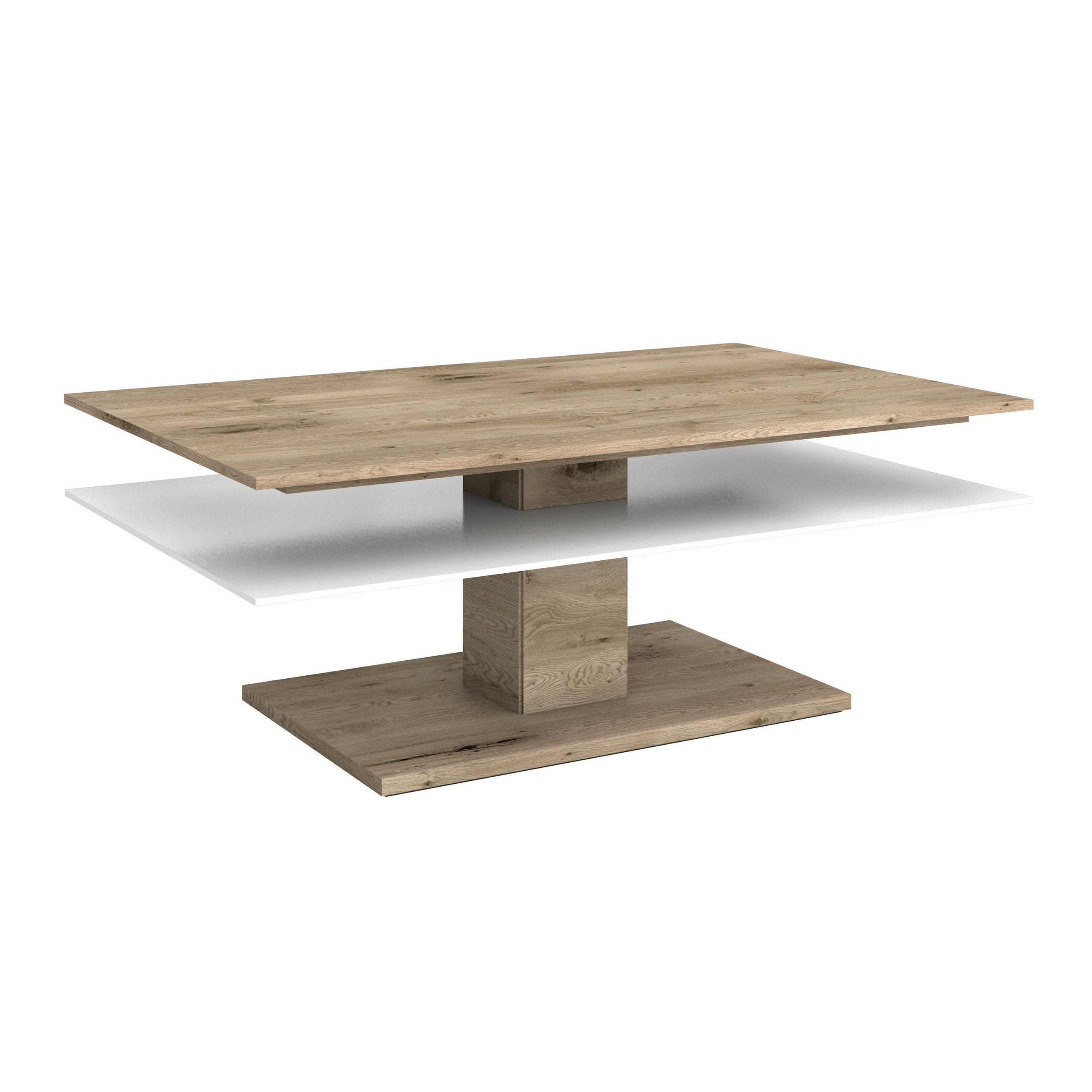 COUCHTISCH Altholz, Eiche massiv Farbglas 120/75/46 cm rechteckig Weiß, Eichefarben  - Eichefarben/Weiß, Design, Glas/Holz (120/75/46cm) - Voglauer