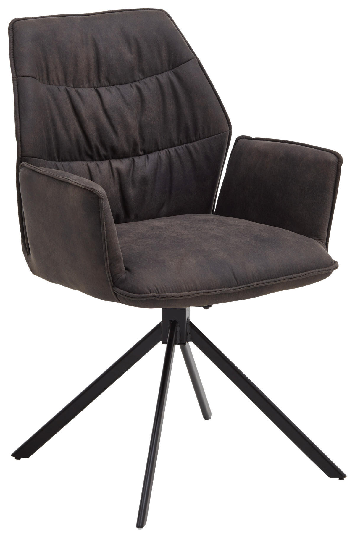 ARMLEHNSTUHL  in Mikrofaser  - Anthrazit/Schwarz, Design, Textil/Metall (60/90/64cm) - Valdera