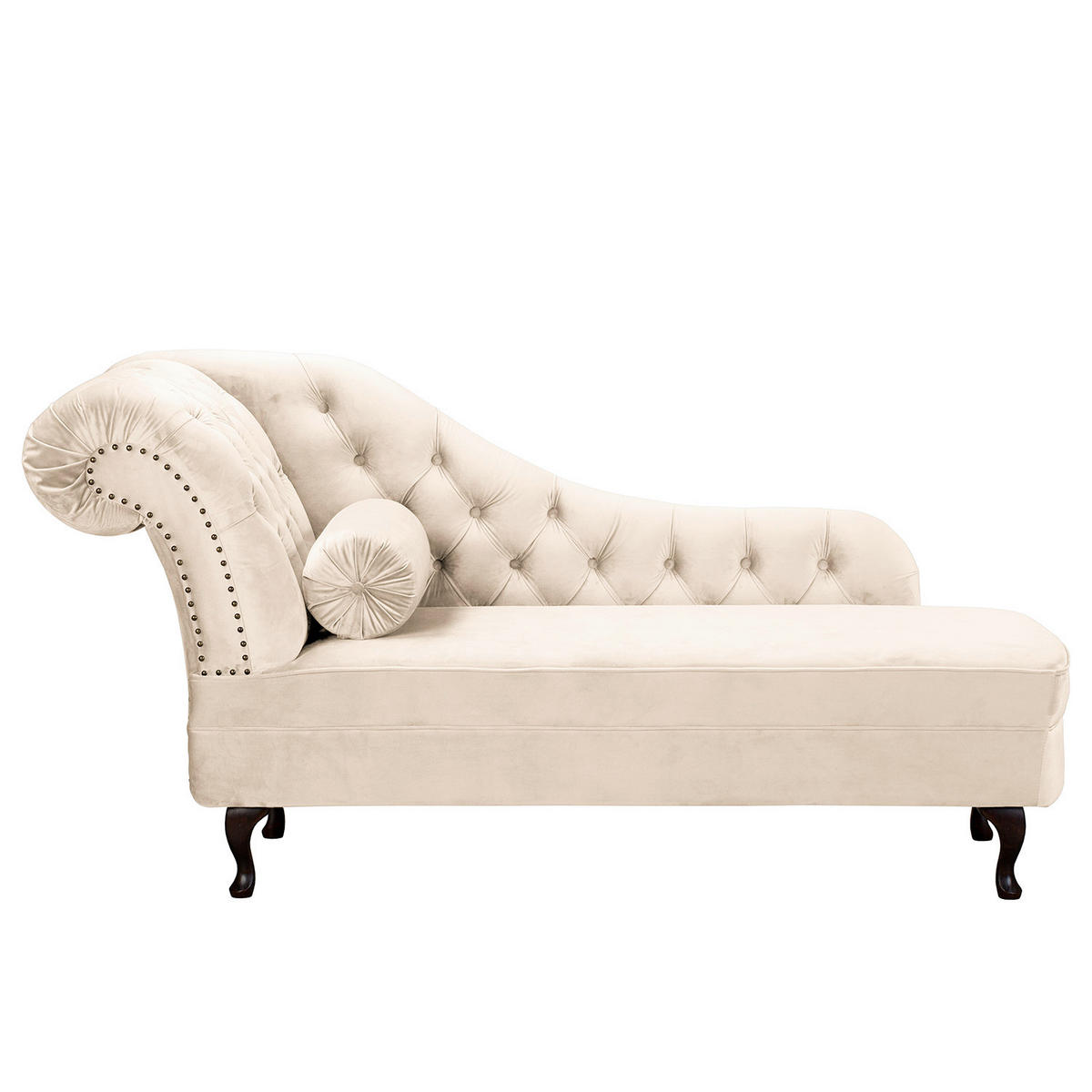 RÉCAMIERE Pako in Samt Creme  - Creme/Braun, Design, Holz/Textil (185/93/75cm) - Livetastic