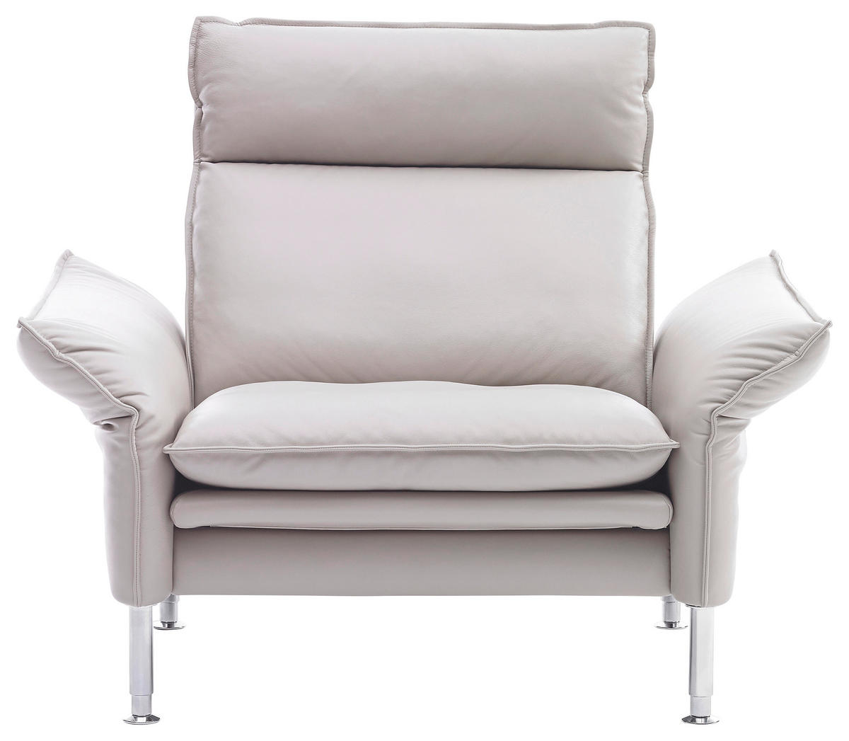 SESSEL Echtleder Beige    - Chromfarben/Beige, KONVENTIONELL, Leder/Metall (88/93/88cm) - Erpo