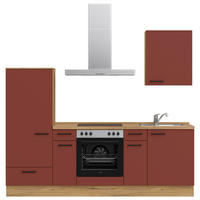 KÜCHENLEERBLOCK 240 cm   in Rot, Eichefarben  - Eichefarben/Rot, MODERN, Holzwerkstoff/Metall (240cm) - Nobilia