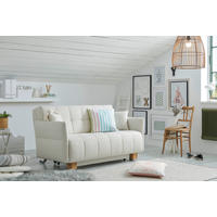 SOFA LEŽAJ bela  - bela/prirodna boja, Dizajnerski, tekstil/drvo (145/92/102cm) - Novel