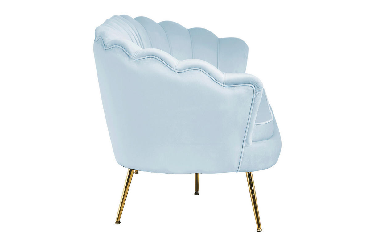 3-SITZER-SOFA in Samt Hellgrau  - Goldfarben/Hellgrau, MODERN, Textil/Metall (180/78/76cm) - Livetastic