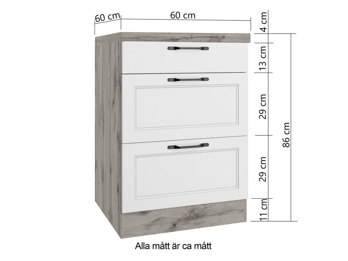 BÄNKSKÅP 60/86/60 cm  i vit, ek Wotan  - vit/ek Wotan, Lifestyle, metall/trämaterial (60/86/60cm) - Held