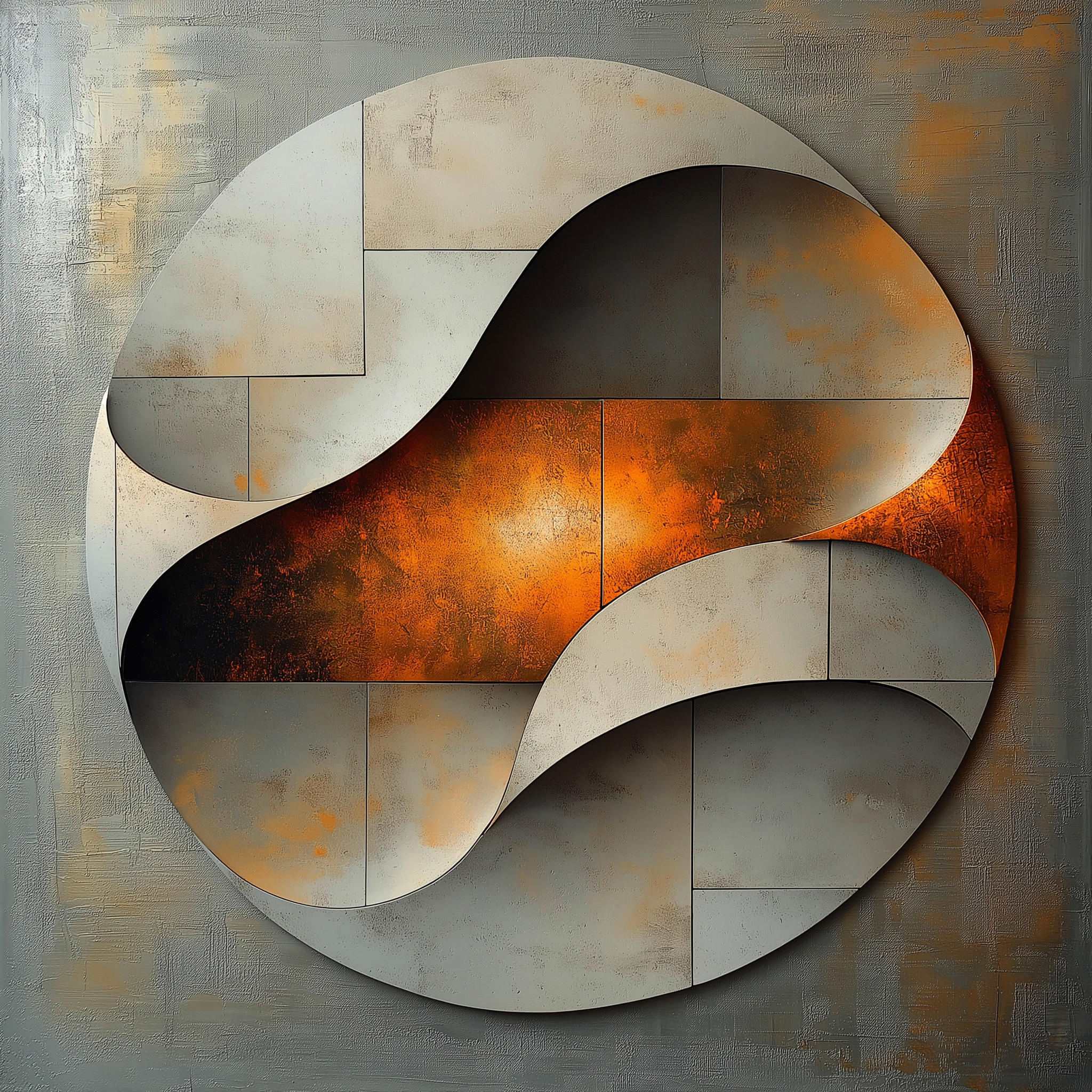 Euroart Metallbild Copper Abstract V Mehrfarbig 80x80x2 cm