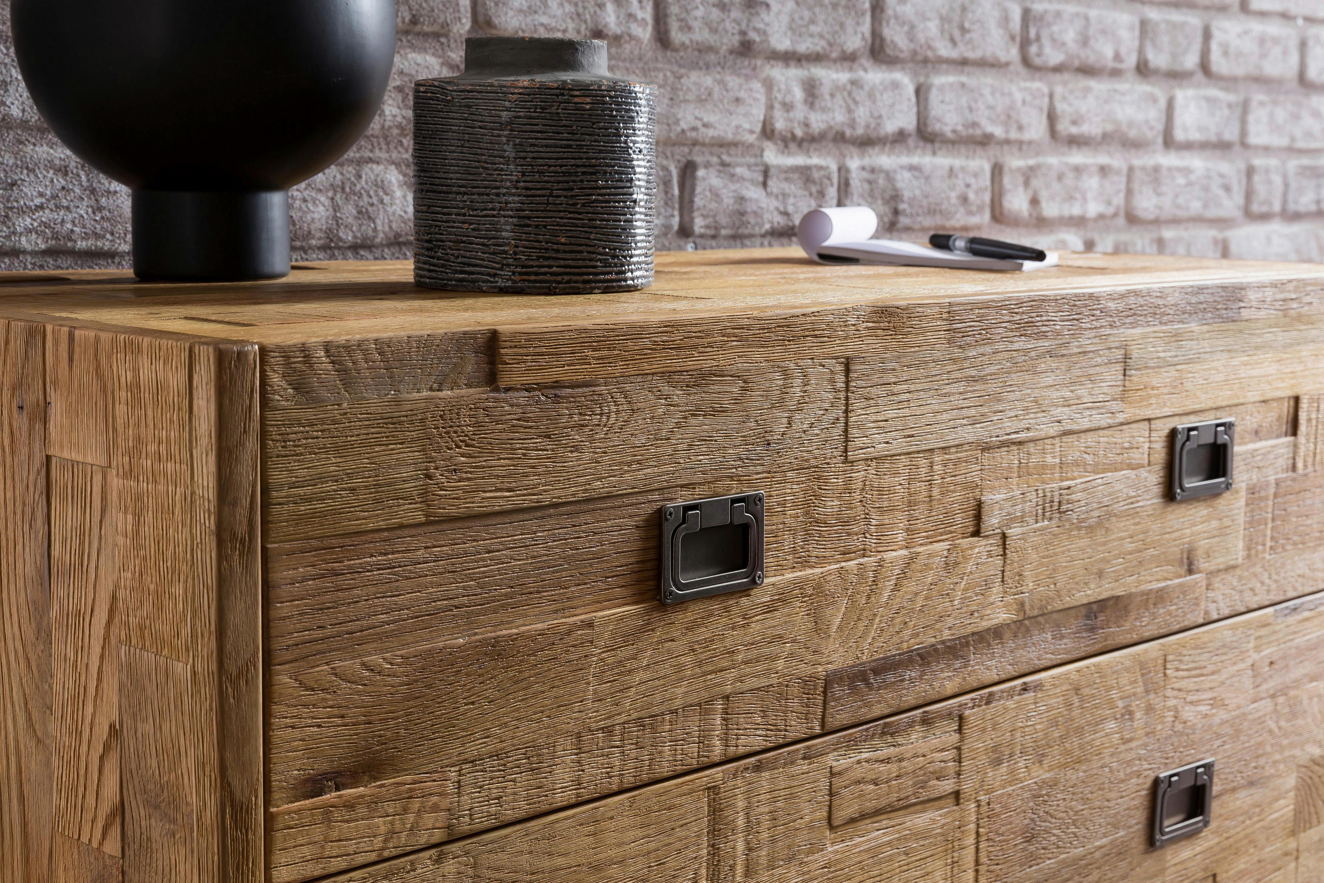 KOMMODE 105/71/46 cm  in Eichefarben  - Dunkelgrau/Eichefarben, Design, Holz/Metall (105/71/46cm) - Hasena