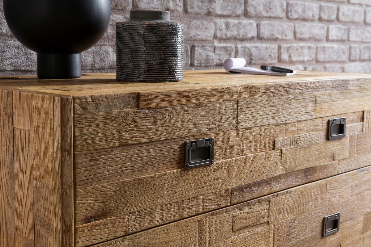 KOMMODE  in 105/71/46 cm  - Dunkelgrau/Eichefarben, Design, Holz/Metall (105/71/46cm) - Hasena