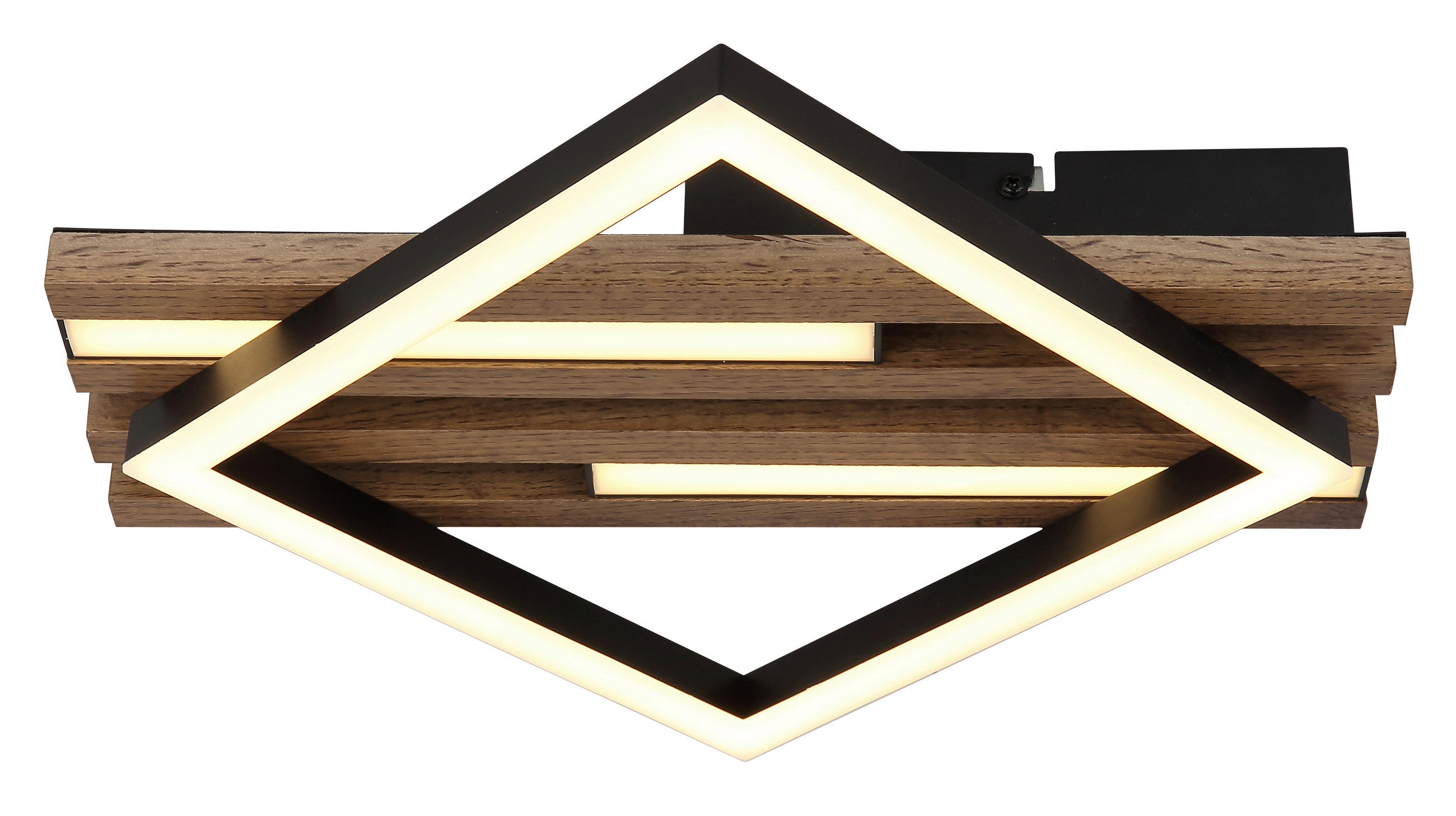 LED-DECKENLEUCHTE    33/31/7,5 cm  - Weiss/Dunkelbraun, Natur, Holzwerkstoff/Kunststoff (33/31/7,5cm) - Globo