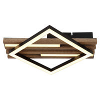 LED-DECKENLEUCHTE    33/31/7,5 cm  - Weiss/Dunkelbraun, Natur, Holzwerkstoff/Kunststoff (33/31/7,5cm) - Globo
