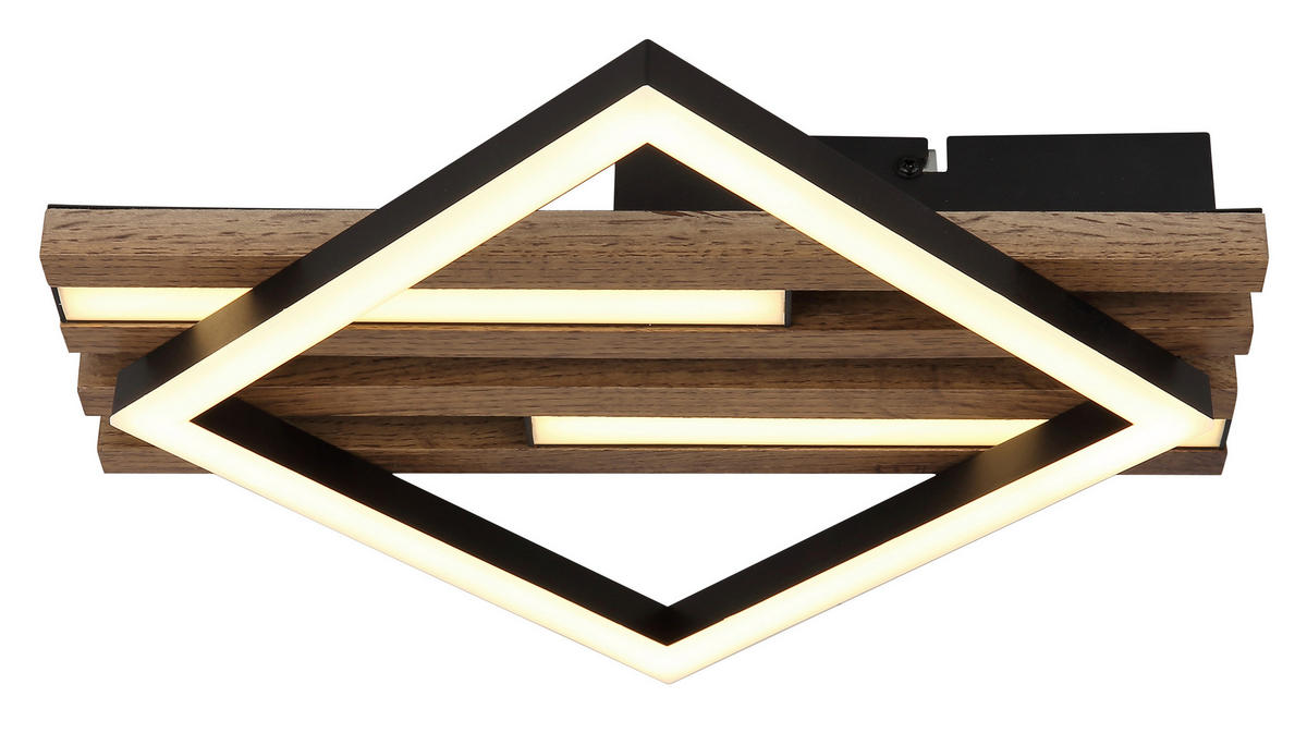 LED-DECKENLEUCHTE    33/31/7,5 cm  - Weiss/Dunkelbraun, Natur, Holzwerkstoff/Kunststoff (33/31/7,5cm) - Globo