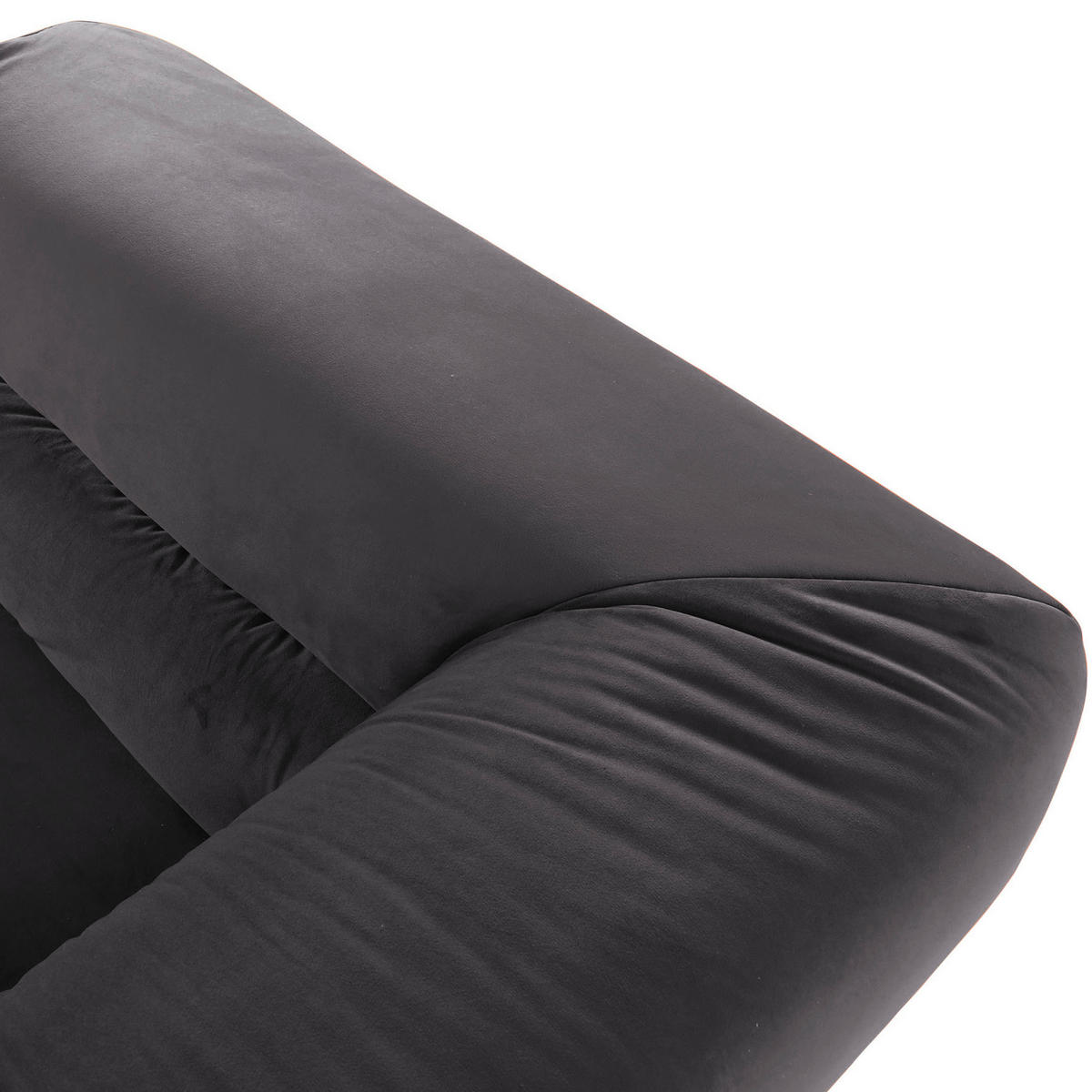 BIGSOFA Samt Anthrazit  - Anthrazit/Schwarz, KONVENTIONELL, Kunststoff/Textil (240/73/100cm) - Carryhome