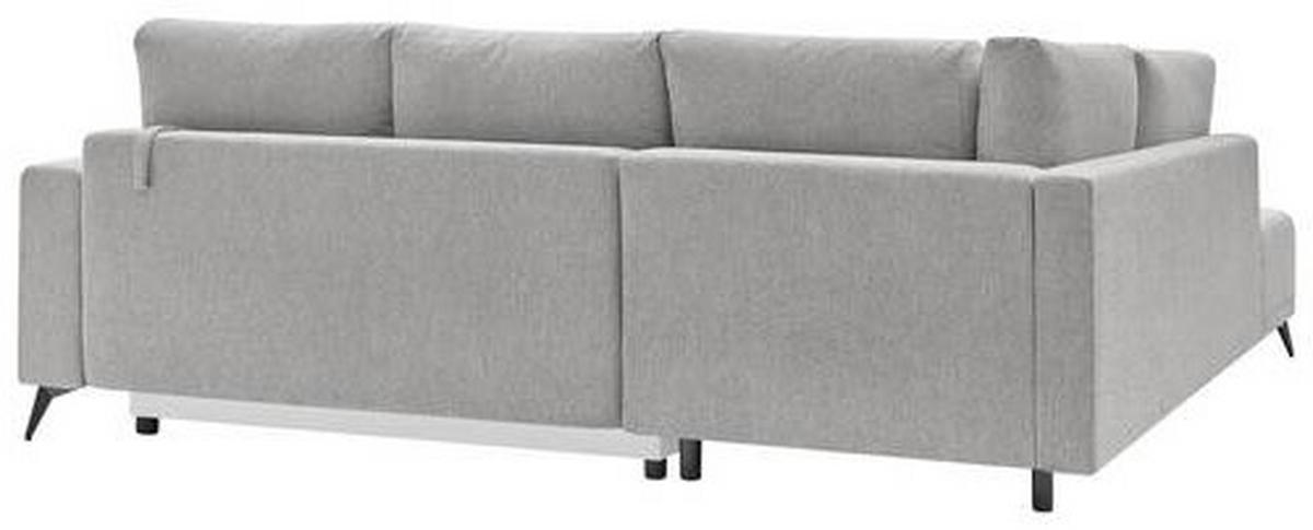ECKSOFA RAFAEL Hellgrau Struktur Rückenkissen, Bettkasten  - Hellgrau/Schwarz, Design, Textil/Metall (218/269cm) - P & B
