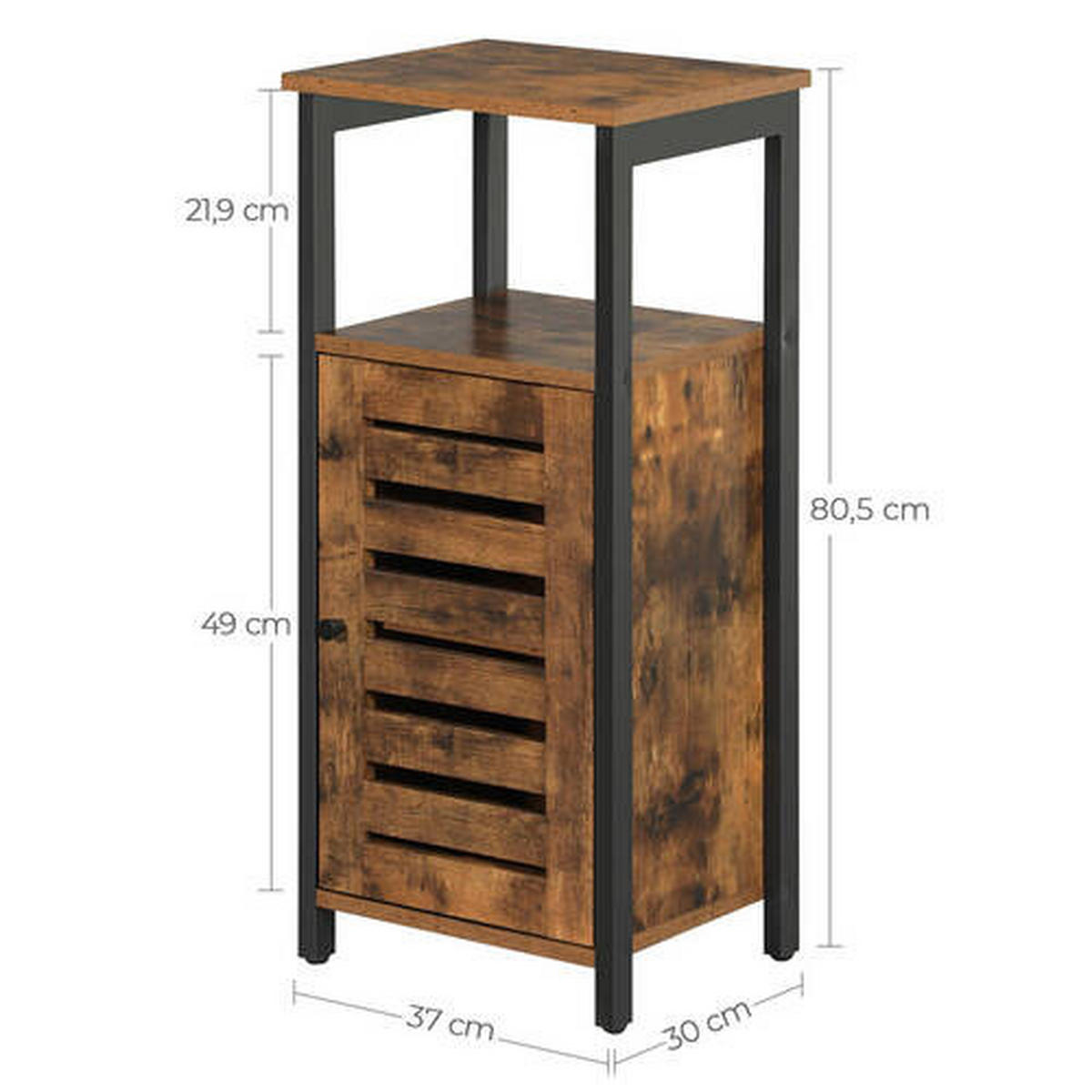 KOMMODE Braun, Schwarz  37/81/30 cm  - Schwarz/Braun, Trend, Holzwerkstoff/Metall (37/81/30cm) - Boxxx