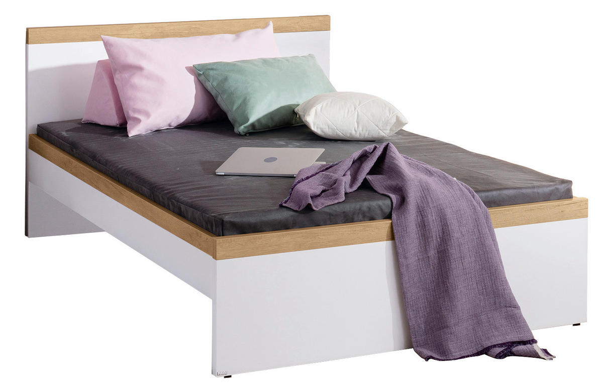 BETT 120/200 cm  in Weiß, Eichefarben  - Eichefarben/Weiß, KONVENTIONELL, Holzwerkstoff (120/200cm) - Paidi