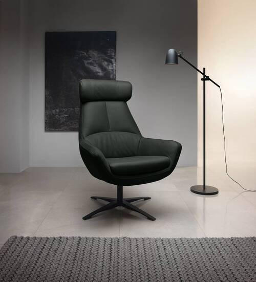 SESSEL in Echtleder Schwarz  - Schwarz, Modern, Leder/Metall (81/112/83cm) - Trendmanufaktur