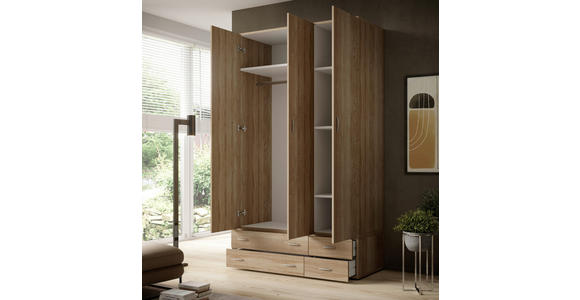 DREHTÜRENSCHRANK in Sonoma Eiche - Alufarben/Sonoma Eiche, KONVENTIONELL, Holzwerkstoff/Kunststoff (121/176/51cm) - Carryhome